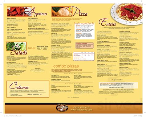 mascianos|maciano's menu.